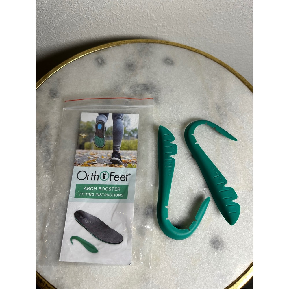 Orthofeet Arch Booster Orthotic Shoe Inserts Teal Green Support Pair with Guide